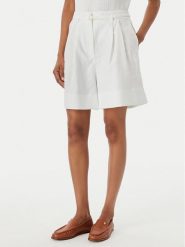 Tommy Hilfiger Szorty materiałowe WW0WW49040 Biały Wide Leg. Białe szorty TOMMY HILFIGER, bez wzorów, ze lnu. Za 489.99 zł.