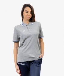 Koszulka polo Givova Gris-biało-szara. Białe koszulki polo Givova, xl, bez wzorów, z bawełny, bez kołnierzyka, bez ramiączek. Za 99.66 zł.