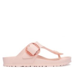 Japonki Birkenstock. Czerwone klapki Birkenstock, bez wzorów, bez obcasa. Za 269.99 zł.