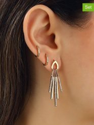 Miu Silver Pozłacane kolczyki (3 szt.) z cyrkoniami rozmiar: onesize. Szare kolczyki Miu Silver, z cyrkonią, pozłacane. Za 69.91 zł.