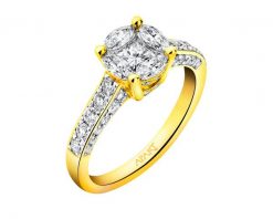 Pierścionek z żółtego złota z diamentami - 0,91 ct - próba 585. Żółte pierścionki Apart, z diamentem, złote. Za 13,590.00 zł.