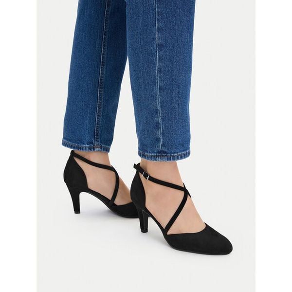 Szpilki JENNY. Czarne szpilki Jenny, bez wzorów, bez obcasa, na szpilce, bez zapięcia. Za 129.99 zł.