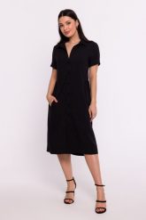 Czarna Sukienka Koszulowa Midi. Czarne sukienki MOE, do pracy, l, bez wzorów, z materiału, biznesowe, bez kołnierzyka, bez ramiączek, midi, koszulowe. Za 363.90 zł.
