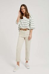 Jeansy mom fit bężowe. Brązowe jeansy MOODO, xs, bez wzorów. W wyprzedaży za 58.49 zł.
