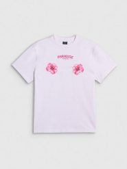 4F T-shirt loose z nadrukiem damski - biały L. Białe koszulki sportowe 4f, bez wzorów, z bawełny, bez ramiączek. Za 79.99 zł.