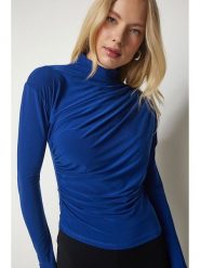 Happiness Istanbul Koszulka w kolorze niebieskim rozmiar: 38. Niebieskie bluzki Happiness Istanbul, bez wzorów, bez kołnierzyka, bez ramiączek. Za 56.99 zł.