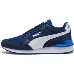 Buty sportowe Puma St Runner V4 Nl Jr. Niebieskie obuwie sportowe Puma, ze skóry ekologicznej, bez zapięcia, na fitness i siłownię. Za 290.00 zł.