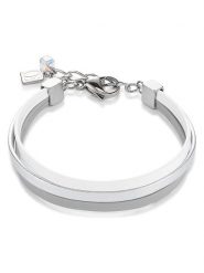 COEUR DE LION Skórzana bransoletka w kolorze srebrno-białym rozmiar: onesize. Białe bransoletki COEUR DE LION, ze stali. Za 130.99 zł.