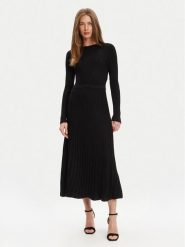 United Colors Of Benetton Sukienka dzianinowa 1QMKDV01W Czarny Regular Fit. Czarne sukienki United Colors of Benetton, m, bez wzorów, z dzianiny, bez kołnierzyka, bez ramiączek. Za 369.99 zł.