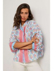 Le Monde du Lin Bluzka w kolorze błękitno-jasnoróżowym rozmiar: 38/40. Niebieskie bluzki Le Monde du Lin, bez wzorów, z bawełny, klasyczne, bez kołnierzyka, bez ramiączek. Za 148.96 zł.