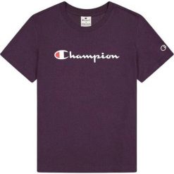 Koszulka sportowa damska Champion SS Tee. Fioletowe koszulki sportowe Champion, bez wzorów, bez ramiączek. Za 95.00 zł.