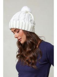 Soft Cashmere Czapka w kolorze białym rozmiar: onesize. Białe czapki Soft Cashmere, z aplikacjami, ze skóry. Za 101.23 zł.