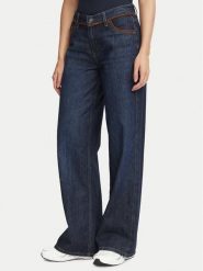 Guess Jeans Jeansy W6BA0Y D1793 Granatowy Wide Leg. Niebieskie jeansy Guess Jeans, z aplikacjami. Za 439.99 zł.