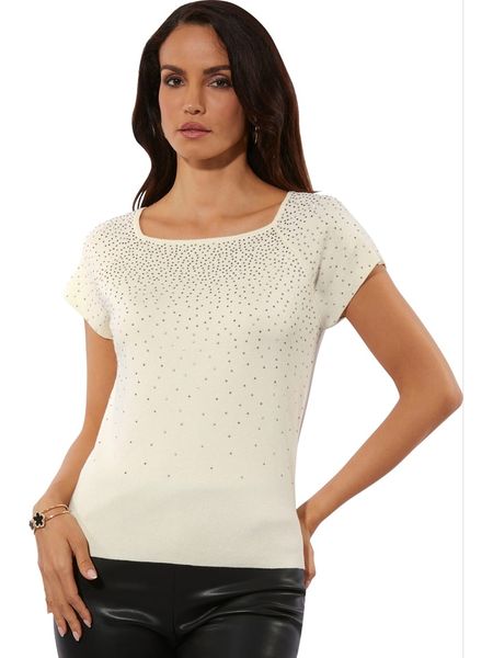 Creation L Koszulka w kolorze kremowym rozmiar: 44. Brązowe bluzki creation L, l, bez wzorów, bez kołnierzyka, bez ramiączek. Za 85.95 zł.