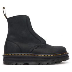 Botki Dr. Martens. Czarne botki Dr. Martens, bez wzorów, bez obcasa, na płaskiej podeszwie, bez zapięcia. Za 859.99 zł.