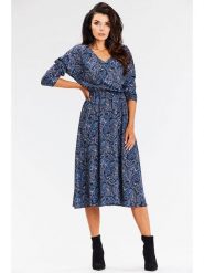 Awama Sukienka w kolorze granatowym rozmiar: XL. Niebieskie sukienki Awama, xl, bez wzorów, bez kołnierzyka, bez ramiączek, midi. Za 119.99 zł.