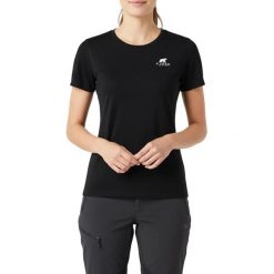 Damska koszulka trekkingowa z merynosów. Czarne bluzki FJORK MERINO, l, bez wzorów, z wełny, sportowe, bez kołnierzyka, bez ramiączek. Za 399.00 zł.