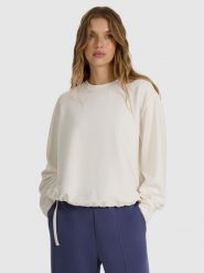 4F Bluza dresowa nierozpinana z modalem damska - biała XL. Białe bluzy 4f, uniwersalny, bez wzorów, z dresówki, bez kaptura. Za 179.99 zł.