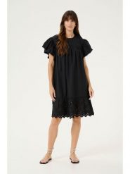 CULTURE Sukienka w kolorze czarnym rozmiar: M. Czarne sukienki Culture, m, bez wzorów, z bawełny, bez kołnierzyka, bez ramiączek, midi, rozkloszowane. Za 173.99 zł.