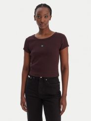 Calvin Klein Jeans T-Shirt LV047C200G Brązowy Slim Fit. Brązowe t-shirty Calvin Klein Jeans, xs, bez wzorów, z bawełny, bez kołnierzyka, bez ramiączek. Za 169.99 zł.