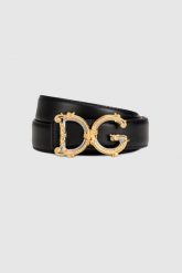 DOLCE & GABBANA Czarny pasek damski z barokową klamrą, Rozmiar 80. Czarne paski Dolce and Gabbana, bez wzorów, ze skóry. W wyprzedaży za 1,419.99 zł.