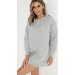 Jasnoszara Bluza z Kapturem Dagdere. Szare bluzy Born2be, na jesień, m, bez wzorów, z dzianiny, z kapturem. Za 69.99 zł.