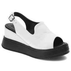 Białe Sandały Artiker Skórzane Buty Damskie. Białe sandały Artiker, bez wzorów, ze skóry, bez obcasa, na koturnie, bez zapięcia. Za 279.00 zł.