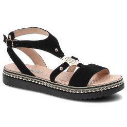 Czarne Sandały Libero Damskie Wygodne Buty Letnie. Czarne sandały Libero, z aplikacjami, ze skóry, eleganckie, bez obcasa, na obcasie, bez zapięcia. Za 179.00 zł.