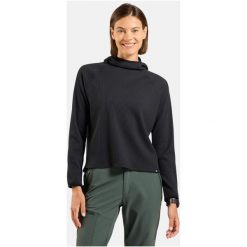 Bluza z kapturem Odlo Mid layer hoody CUBIC. Czarne bluzy Odlo, bez wzorów, z kapturem. Za 393.59 zł.
