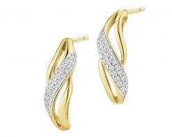 Kolczyki z żółtego złota z diamentami - 0,10 ct - próba 585. Żółte kolczyki Apart, z diamentem, złote. Za 3,090.00 zł.