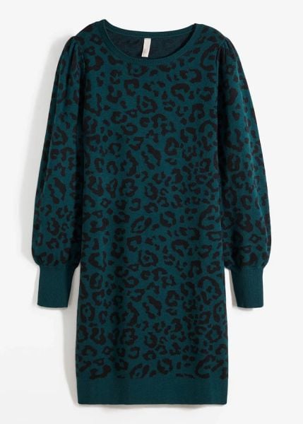 Sukienka dzianinowa. Zielone sukienki bonprix, bez wzorów, z dzianiny, eleganckie, bez kołnierzyka, bez ramiączek. Za 169.99 zł.