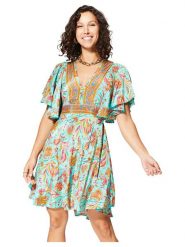 Aller Simplement Sukienka w kolorze turkusowo-pomarańczowym rozmiar: 34/36. Pomarańczowe sukienki Aller Simplement, bez wzorów, bez kołnierzyka, bez ramiączek, mini. Za 56.99 zł.