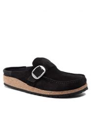 Birkenstock Klapki Buckley 1017826 Czarny. Czarne klapki Birkenstock, bez wzorów, ze skóry, bez obcasa. Za 489.99 zł.