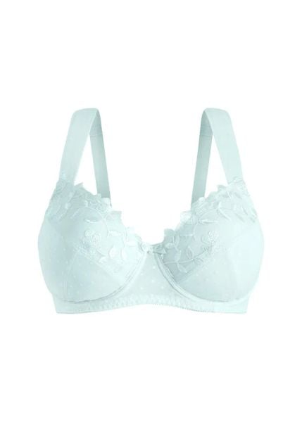 Biustonosz minimizer na fiszbinach. Niebieskie biustonosze bonprix, bez wzorów. Za 64.99 zł.