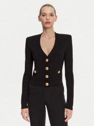 Balmain Kardigan DF1KL007KB07 Czarny Regular Fit. Czarne kardigany Balmain, bez wzorów, z wiskozy. Za 5,049.00 zł.
