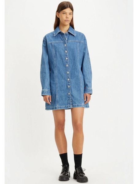 Levi´s Sukienka dżinsowa "Shay" w kolorze niebieskim rozmiar: M. Niebieskie sukienki na co dzień, m, bez wzorów, z bawełny, bez kołnierzyka, bez ramiączek, mini, proste. Za 352.43 zł.