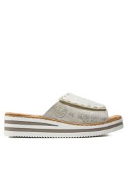 Rieker Klapki V0290-90 Srebrny. Szare klapki Rieker, bez wzorów, z syntetyku, bez obcasa. Za 279.99 zł.