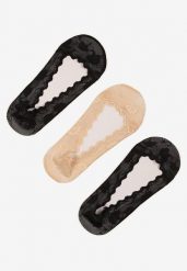 Beżowo-Czarne Koronkowe Skarpety Typu Balerinki 3-Pack Tilisea. Brązowe skarpety Renee, bez wzorów, z koronki. Za 9.99 zł.