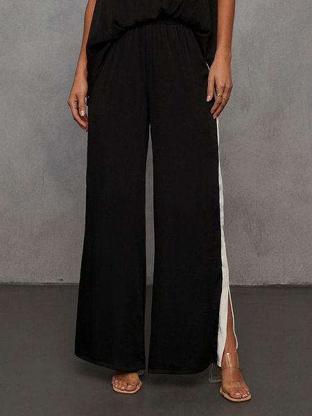 LA Angels Spodnie w kolorze czarno-kremowym rozmiar: XL. Brązowe spodnie materiałowe LA Angels, na co dzień, xl, bez wzorów, z materiału, z podwyższonym stanem. Za 131.12 zł.