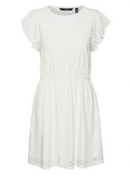 Vero Moda Sukienka w kolorze białym rozmiar: S. Białe sukienki Vero Moda, s, bez wzorów, bez kołnierzyka, bez ramiączek, mini. Za 98.95 zł.