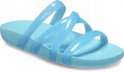 Klapki Dla Dorosłych Crocs Splash Glossy Strappy. Zielone klapki Crocs, bez wzorów, z materiału, bez obcasa. Za 119.99 zł.