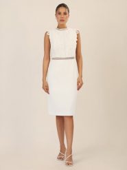 APART Sukienka w kolorze kremowym rozmiar: 46. Brązowe sukienki Apart, bez wzorów, z koronki, bez kołnierzyka, bez ramiączek, midi. Za 339.99 zł.