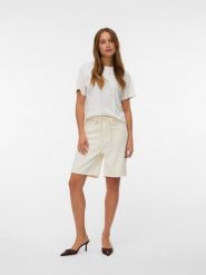 Vero Moda Koszulka w kolorze białym rozmiar: S. Białe bluzki Vero Moda, s, bez wzorów, z bawełny, bez kołnierzyka, bez ramiączek. Za 69.91 zł.