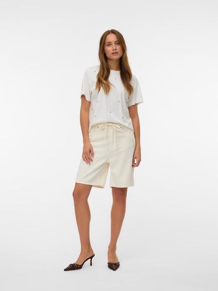 Vero Moda Koszulka w kolorze białym rozmiar: L. Białe bluzki Vero Moda, l, bez wzorów, z bawełny, bez kołnierzyka, bez ramiączek. Za 58.00 zł.