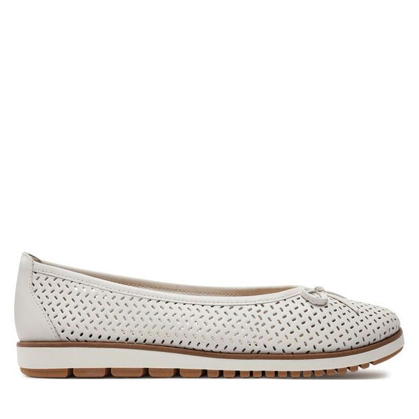 Baleriny Tamaris. Białe baleriny Tamaris, bez wzorów, bez obcasa. Za 289.99 zł.