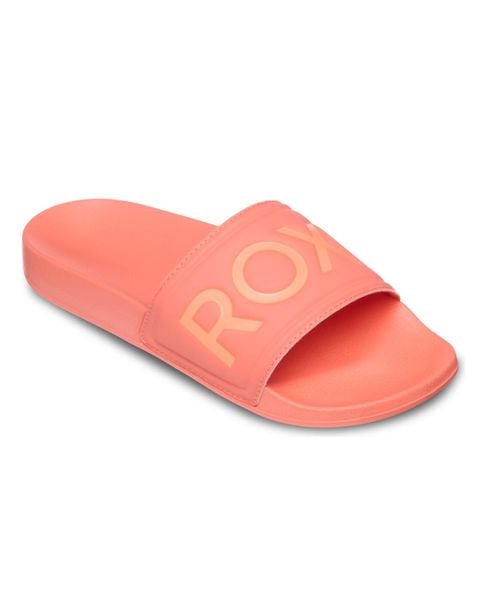 Klapki damskie SLIPPY II. Niebieskie klapki Roxy, bez wzorów, z gumy, bez obcasa. Za 109.99 zł.