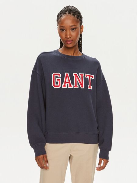 Gant Bluza Logo 4200840 Granatowy Relaxed Fit. Niebieskie bluzy GANT, xl, bez wzorów, z bawełny, bez kaptura. Za 419.99 zł.