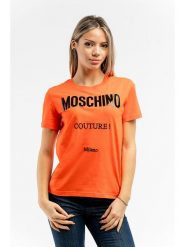 Moschino Koszulka w kolorze pomarańczowym rozmiar: 48. Pomarańczowe bluzki MOSCHINO, bez wzorów, z bawełny, bez kołnierzyka, bez ramiączek. Za 391.84 zł.