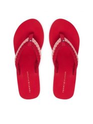 Tommy Hilfiger Japonki Th Wedge Crochet Summer Sandal FW0FW09420 Czerwony. Czerwone klapki TOMMY HILFIGER, bez wzorów, z materiału, bez obcasa. Za 229.99 zł.