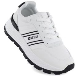 Półbuty sportowe damskie na platformie białe Big Star TT274882. Białe obuwie sportowe Big Star, ze skóry ekologicznej, bez zapięcia, trekkingowe. Za 179.99 zł.